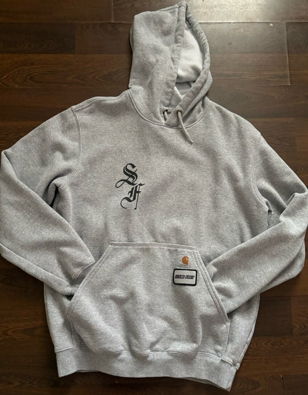 Rare Find Carhartt x Stead Fast Hoodie Mens Sz M Gray Great Condition